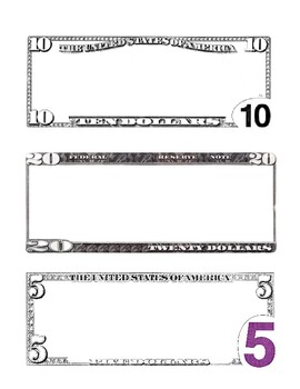 Preview of Staff Cash Template $5, $10, $20