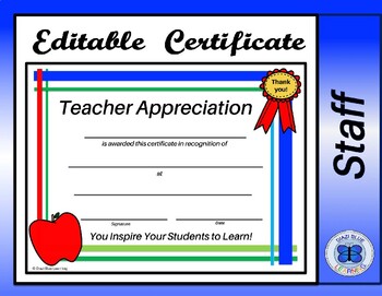 free printable teacher appreciation certificates