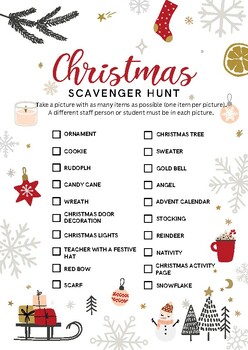 Staff Christmas Scavenger Hunt by Reworking Education | TPT