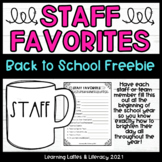Free Back to School Activity Staff Favorites Coworker Gift