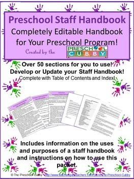 Preview of Staff Handbook for Preschool- Completely Editable