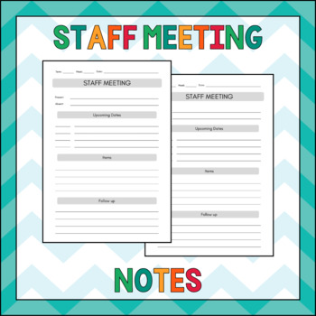 Preview of Staff Meeting Notes - Printable Template