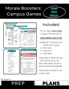 Preview of Staff Morale - Campus Games Event - Canva Editable Template