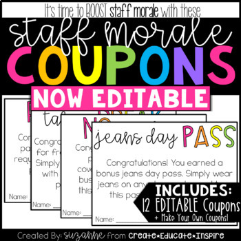 Preview of Staff Morale Coupons (EDITABLE)