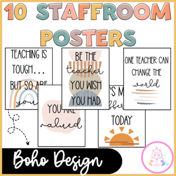 Preview of Staff Motivational Posters Boho Teacher's Lounge Staffroom Decor