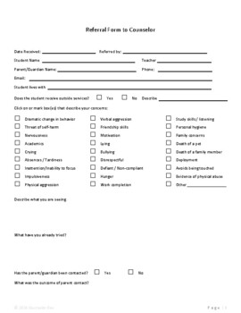 Preview of Staff Parent Referral to Counselor Form Super-Useful and EASY!! Check boxes & go