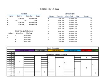 Preview of Staff Schedule Template + Room Coverage (Excel)