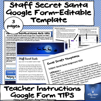 Preview of Staff Secret Santa Google Form- Editable Questionnaire Template