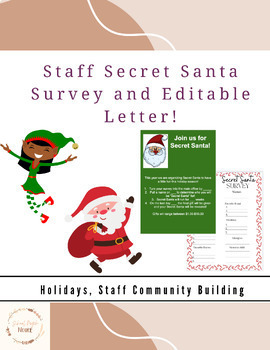 Preview of Staff Secret Santa Survey and Editable Letter!