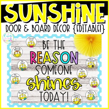 Preview of Staff Sunshine Door & Board Decor {Editable!} | Class Sunshine