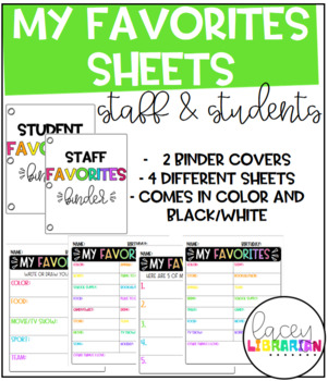 Printable Favorite Things Survey, Co-worker All About Me Lis