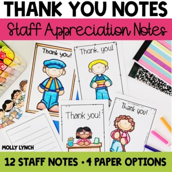 Preview of Staff Appreciation Thank You Notes | Teachers & Staff Appreciation Cards