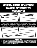 Staff Thank You Notes and Teacher Appreciation Week Notes