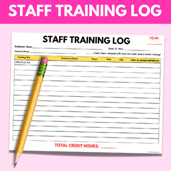 Preview of Staff Training Log For Childcare/Preschool Centers