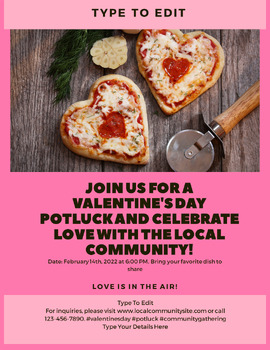 Preview of Staff Valentine's Potluck Flyers (4) Fully Customize your Flyer Ready to Edit!