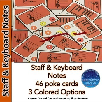 Preview of Staff and Keyboard Notes Poke Cards