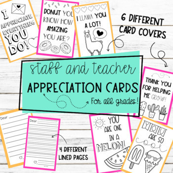 Preview of Staff and Teacher Appreciation Cards