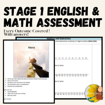 Preview of Stage 1 English & Mathematics Assessment w NSW Outcomes & Answers Bundle