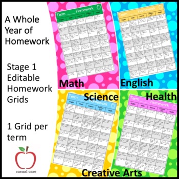 homework grid ideas