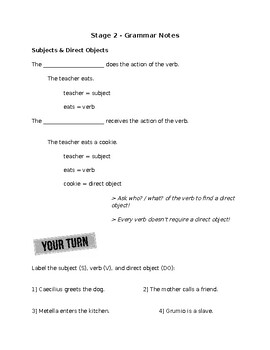 Preview of Stage 2 Grammar Notes (Fill in the Blanks)