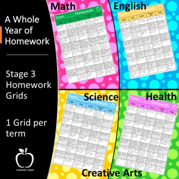 Preview of Stage 3 Homework Grid for the Year