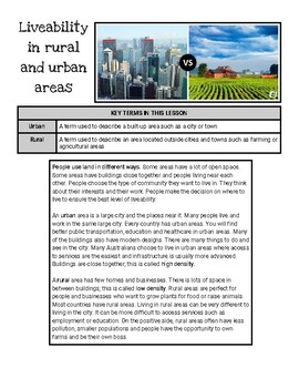Preview of Stage 4 - Place and Liveability - Rural vs Urban Living