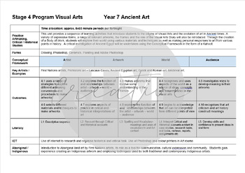 Preview of Stage 4 Visual Arts - Ancient Art Timeline Unit Plan