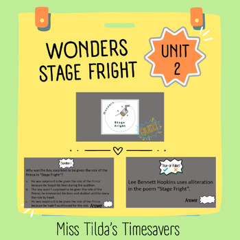 Preview of Stage Fright Quiz - Grade 5 Wonders