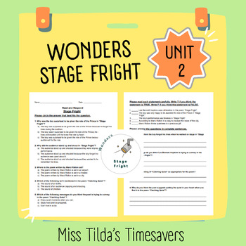 Preview of Stage Fright - Read and Respond Grade 5 Wonders