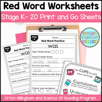 Preview of Stage K Sight Word Worksheets for Orton Gillingham