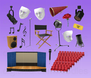 Preview of Stage Play Clipart - Drama Acting Theatre Digital PNG Graphics