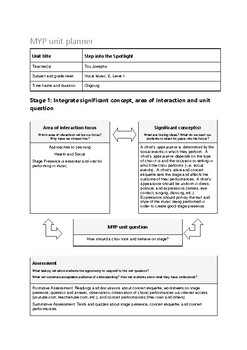 Preview of Stage Presence International Baccalaureate Unit for 6-8 Vocal Music