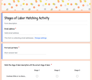 Preview of Stages of Labor Matching Activity - E-Learning Assignment