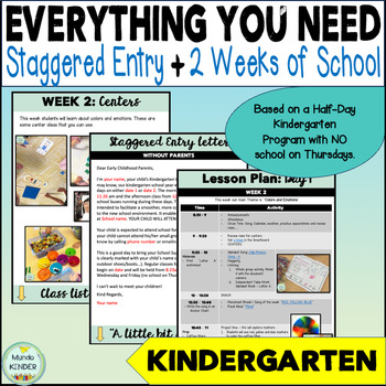 Preview of Staggered Entry + First 2 weeks LESSON PLAN | Welcome BACK TO SCHOOL for KINDER