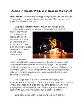 theatre in education worksheet