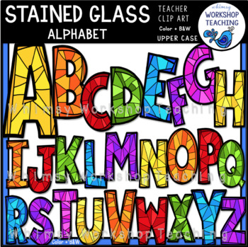 Preview of Stained Glass Alphabet Clip Art - Whimsy Workshop Teaching