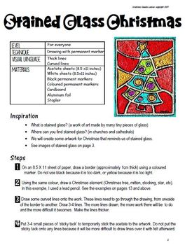 Stained Glass Christmas - Art Lesson Plan by Art with Creations Claudia