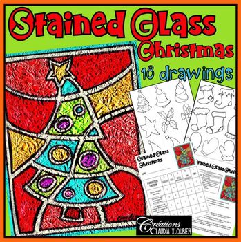 Preview of Stained Glass Christmas - Art Lesson Plan