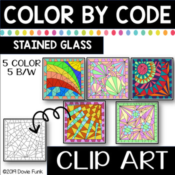 Stained Glass Color by Code Clip Art Abstract Designs