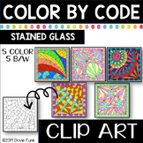 Stained Glass Color by Number or Code Clip Art Abstract Designs