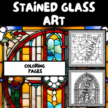 Preview of Stained Glass Coloring Book - 20 Pages