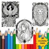 Stained Glass Coloring Pages - Adult Coloring Pages, Grays