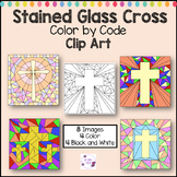 Stained Glass Cross Color by Number or Code Clip Art Designs