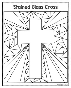 Easter Coloring Pages Stained Glass Cross by Dovie Funk | TpT