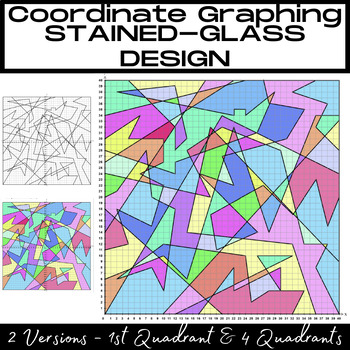 Preview of Stained-Glass Design COORDINATE GRAPHING-Geometric Art-Bulletin Board Display