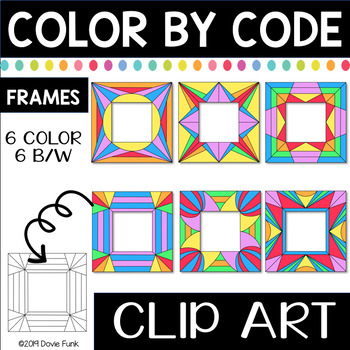 Stained Glass Designs Color by Code Clip Art Frames