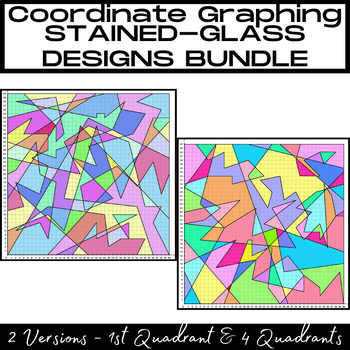 Preview of BUNDLE: Stained Glass Designs-Coordinate Geometry-Bulletin Board Geometric Art