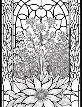 Stained Glass Flower Coloring Pages