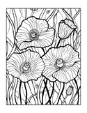 Stained Glass Flowers Coloring Book For Kids And Adults