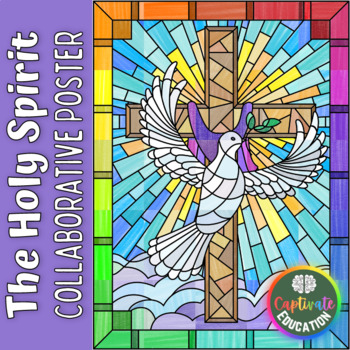Preview of Stained Glass Holy Spirit Collaborative Poster Christian Coloring Activity
